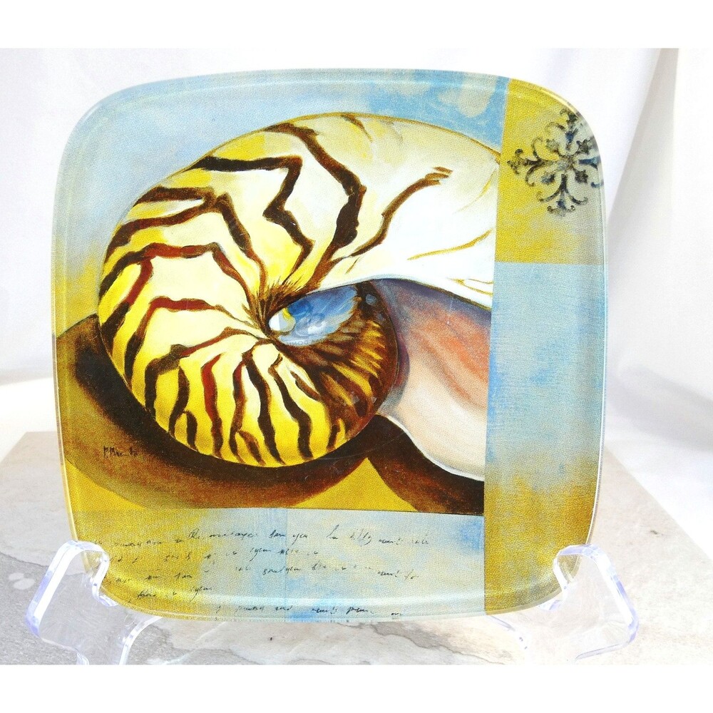 PRIMA DONNA Glass Nautilus Candy Trinket Jewelry Dish 6"